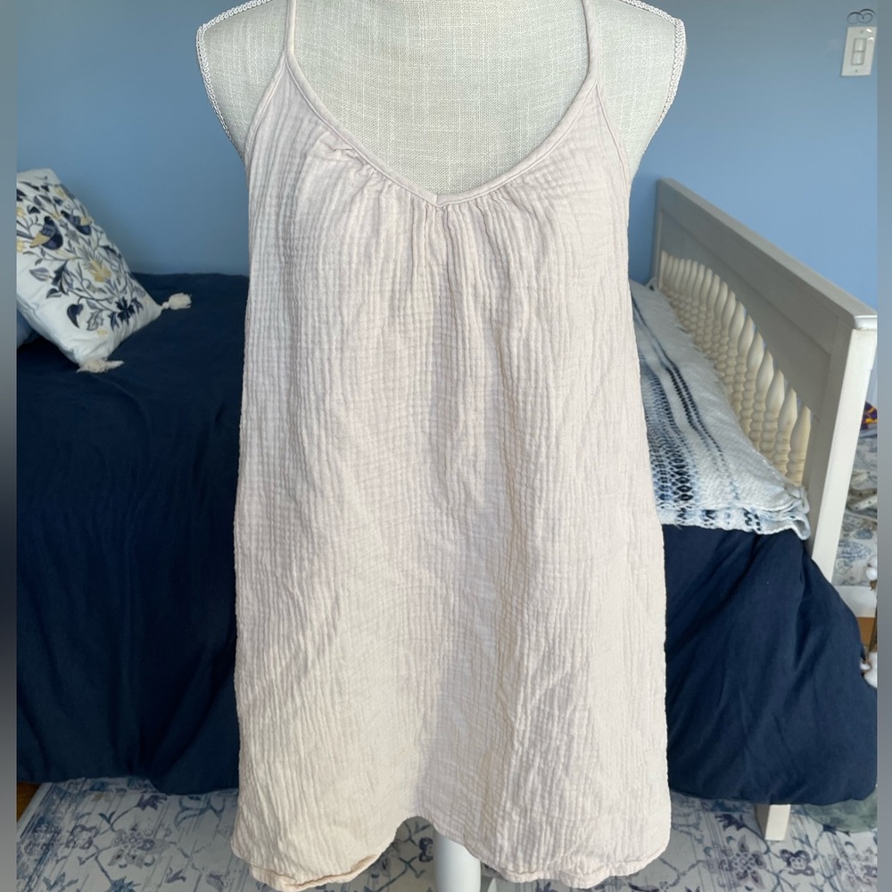SHADE & SHORE Tunic-Sleeveless-Medium-Light Tan-BOHO Gauzy